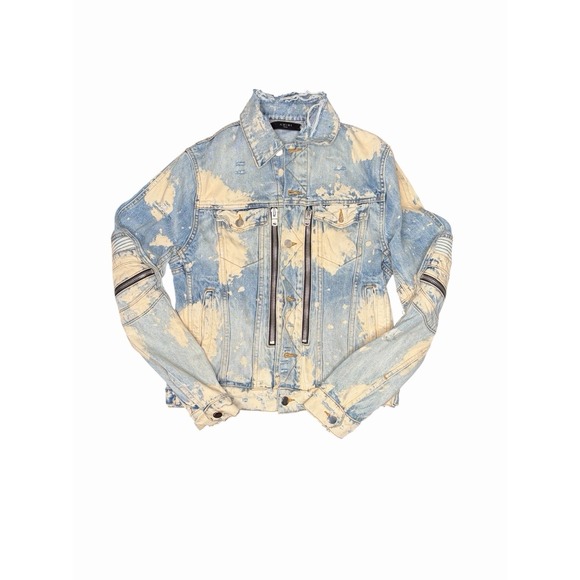 AMIRI - MX2 Bleached And Destroyed Denim Jacket - Blue Size SMALL